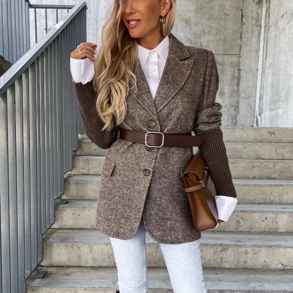 Woolen Elegant Lapel Single Breasted Long Sleeve Blazer sold by Body Central product image thumbnail 3