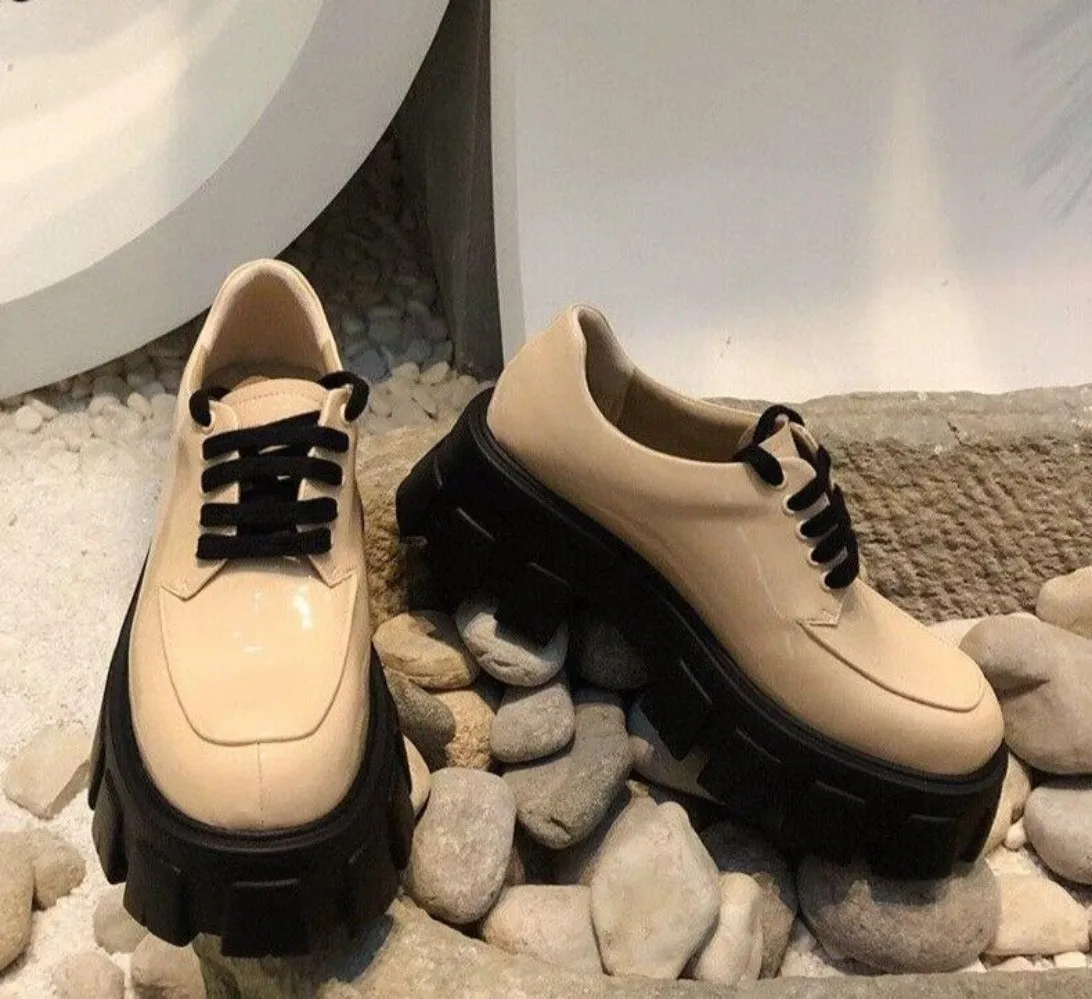 Fashion Thick Sole Round Toe Lace up Flat Platforms British Style Oxfords Shoes sold by Body Central product image thumbnail 4