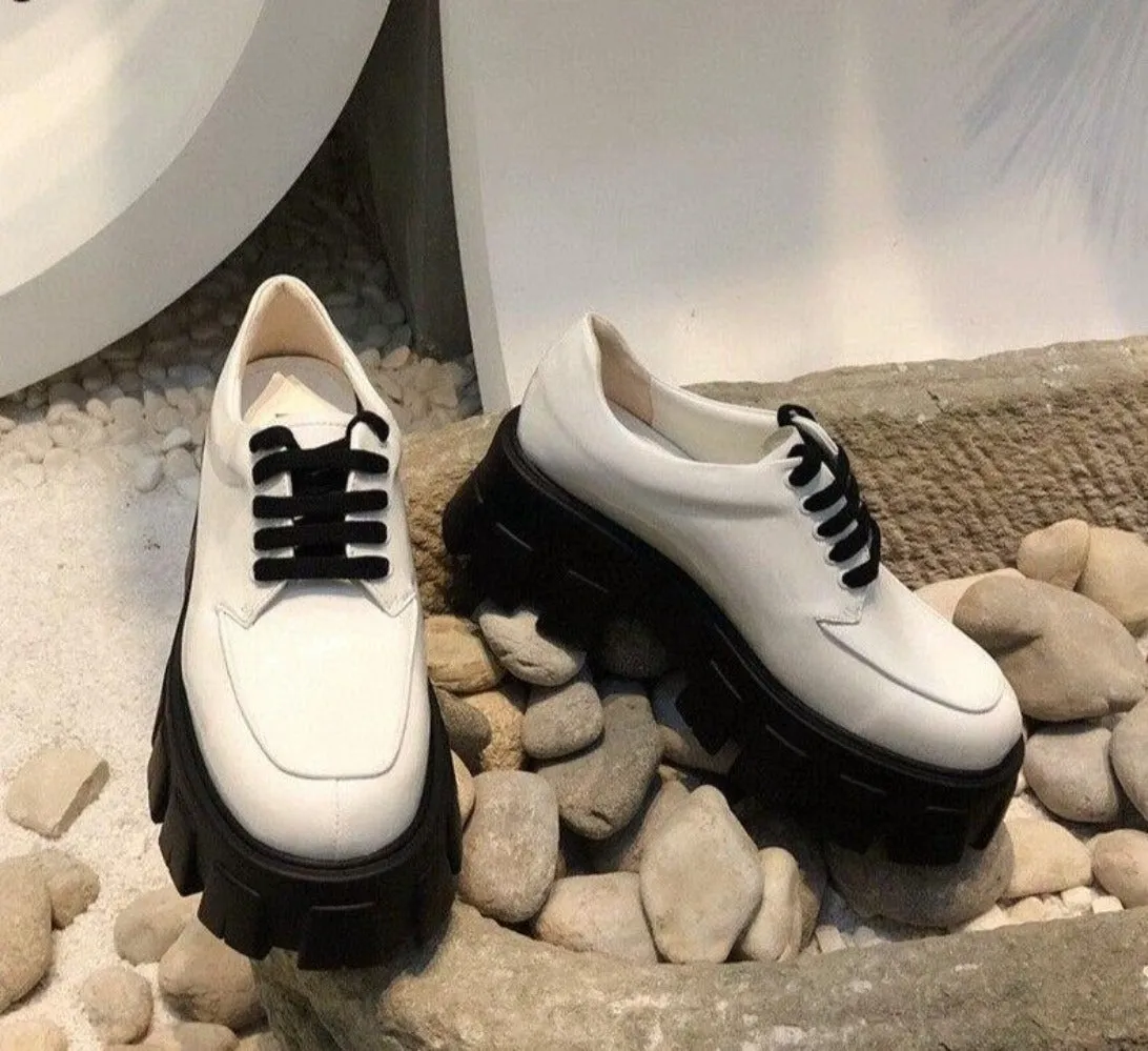 Fashion Thick Sole Round Toe Lace up Flat Platforms British Style Oxfords Shoes sold by Body Central product image thumbnail 3