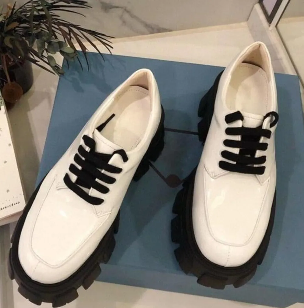 Fashion Thick Sole Round Toe Lace up Flat Platforms British Style Oxfords Shoes sold by Body Central product image thumbnail 2