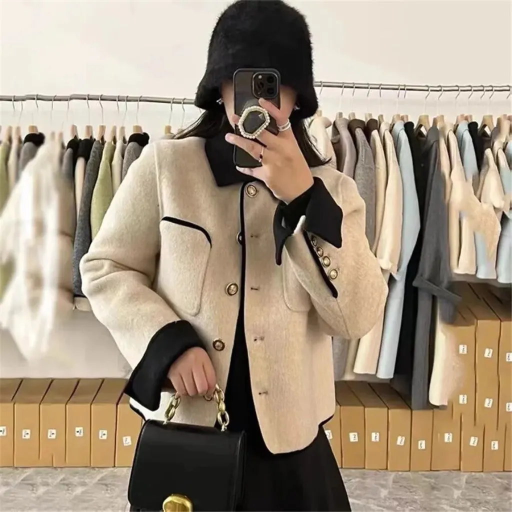 Wool Tweed Spliced Elegant Long Sleeve Single Breasted Jacket sold by Body Central product image thumbnail 2