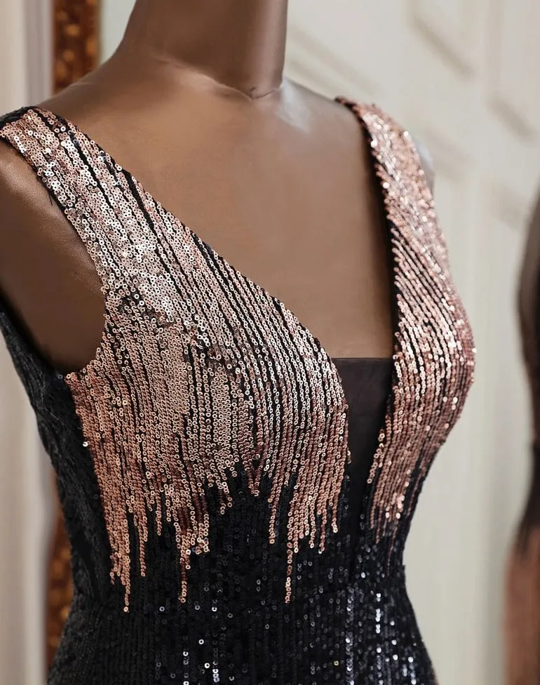 Elegant Deep V neck Evening Dress sold by Body Central product image thumbnail 2