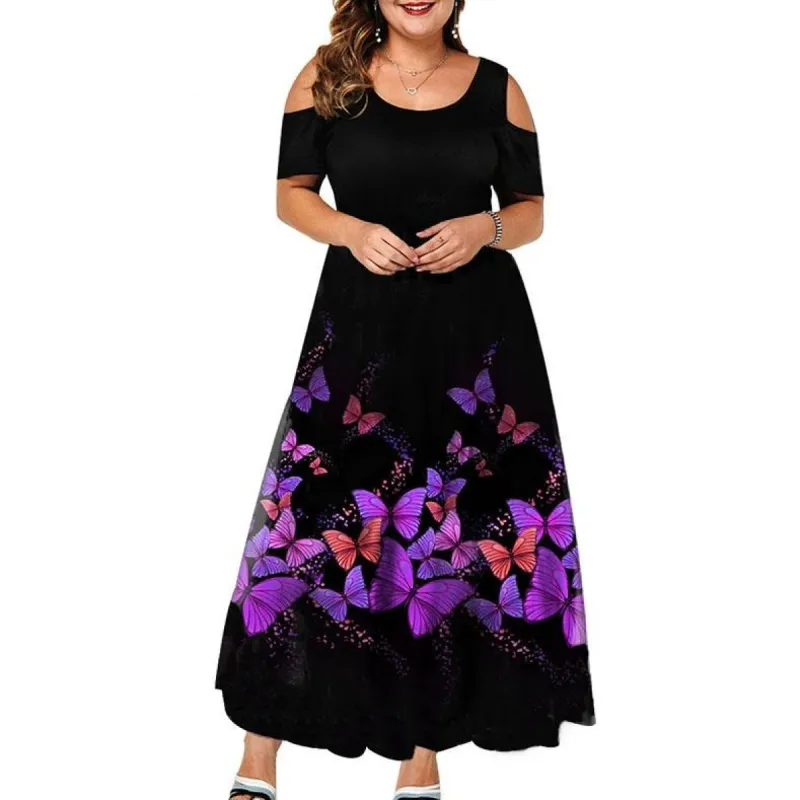 Maxi Short Sleeve Floral Printed Elegant A line Large Dress sold by Body Central