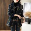 Plaid Slim Double Breasted Woolen Coat sold by Body Central