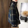 Plaid Slim Double Breasted Woolen Coat sold by Body Central