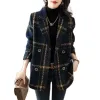 Plaid Slim Double Breasted Woolen Coat sold by Body Central