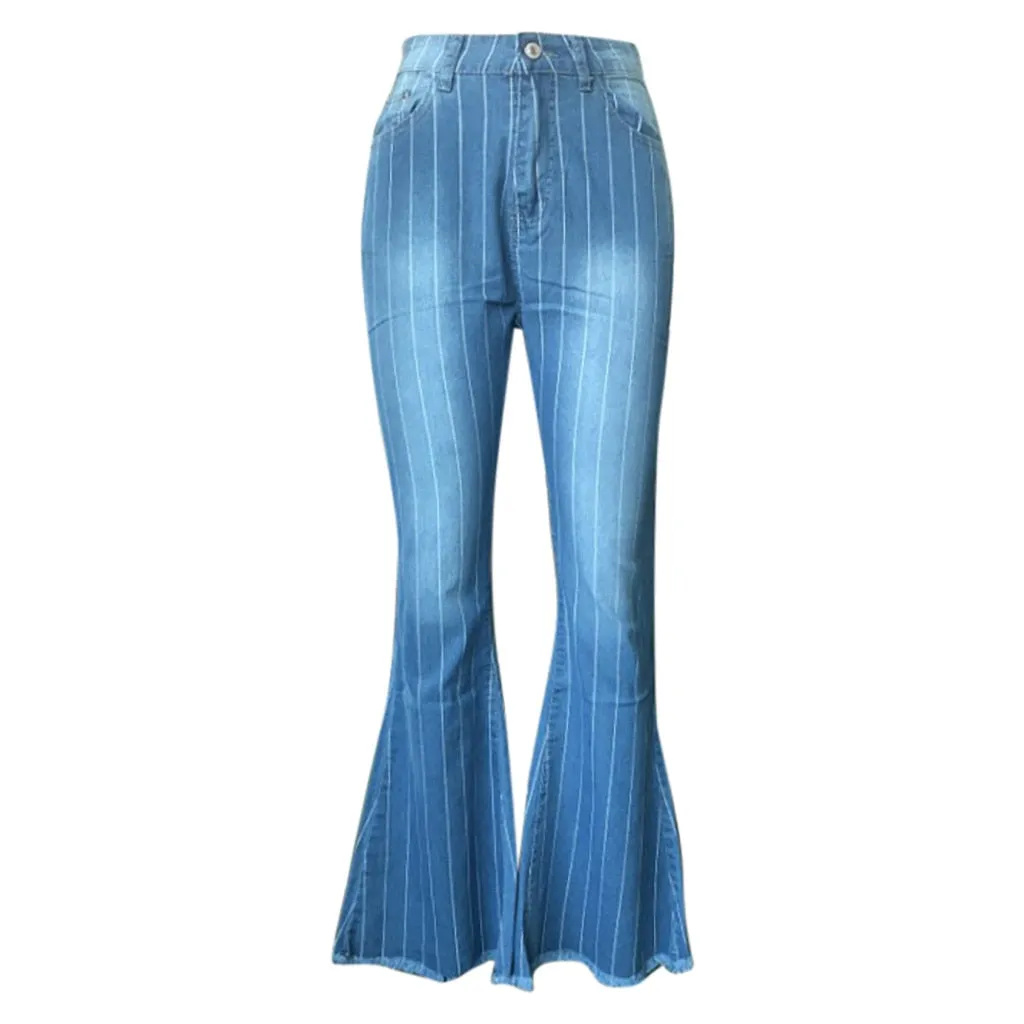 Flare Slim Wide Leg Stretchy Striped Denim Ruffles Belt Tassel Jeans sold by Body Central product image thumbnail 4