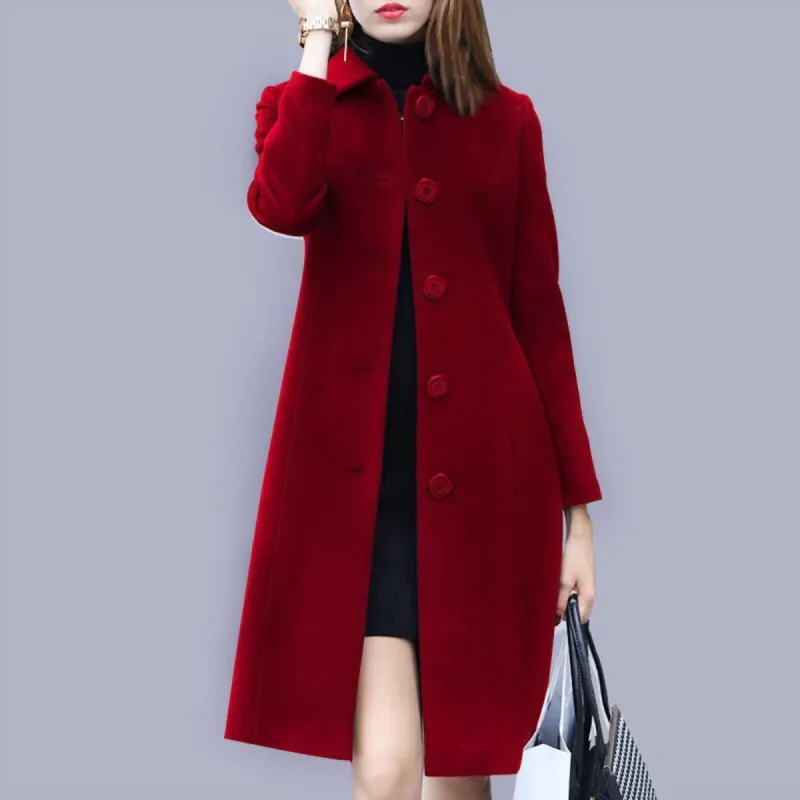 Fashion Wool Mid Length Single Breasted Slim Blended Coat sold by Body Central