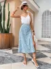 Boho Split Thigh Allover Print Skirt sold by Body Central