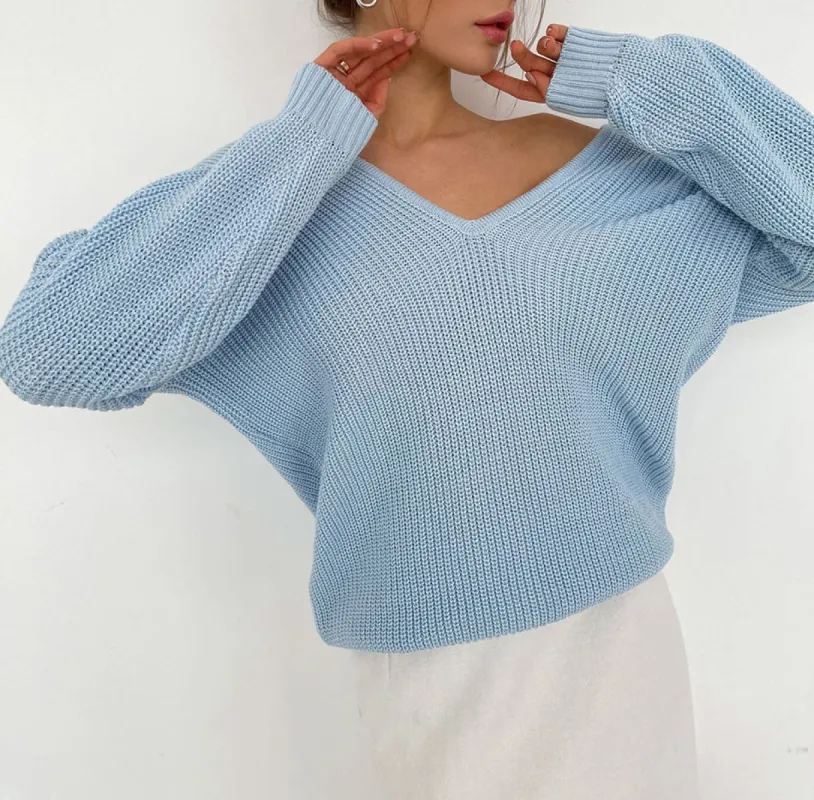 V Neck Pullover Sweater Soft Knitted Jumper sold by Body Central