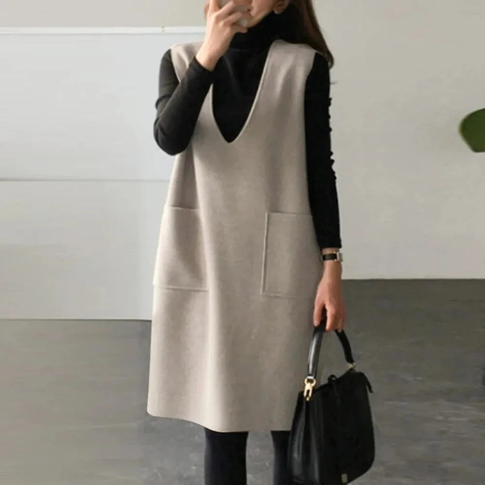 Vest Dress Solid Color Sleeveless Elegant Warm Long sold by Body Central