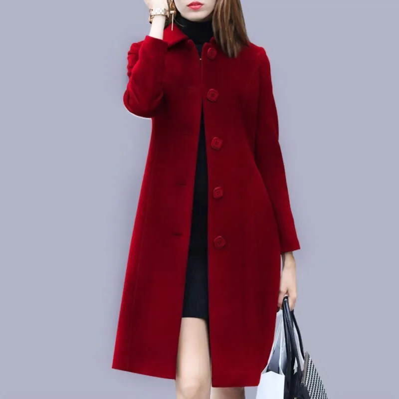 Wool Mid Length Single Breasted Slim Blended Coat sold by Body Central