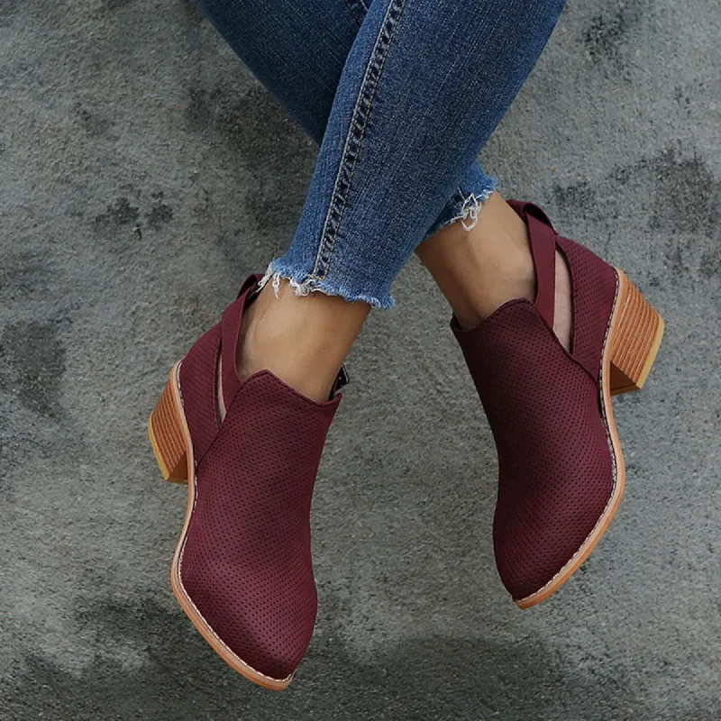 Suede Leather Buckle High Heels Zipper Boots sold by Body Central
