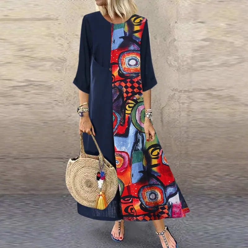 Vintage Patchwork Long Sleeve Maxi Dress sold by Body Central