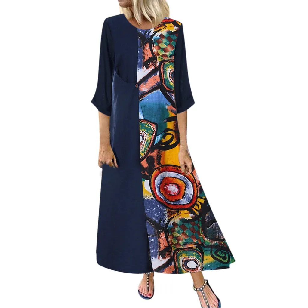 Vintage Patchwork Long Sleeve Maxi Dress sold by Body Central product image thumbnail 2