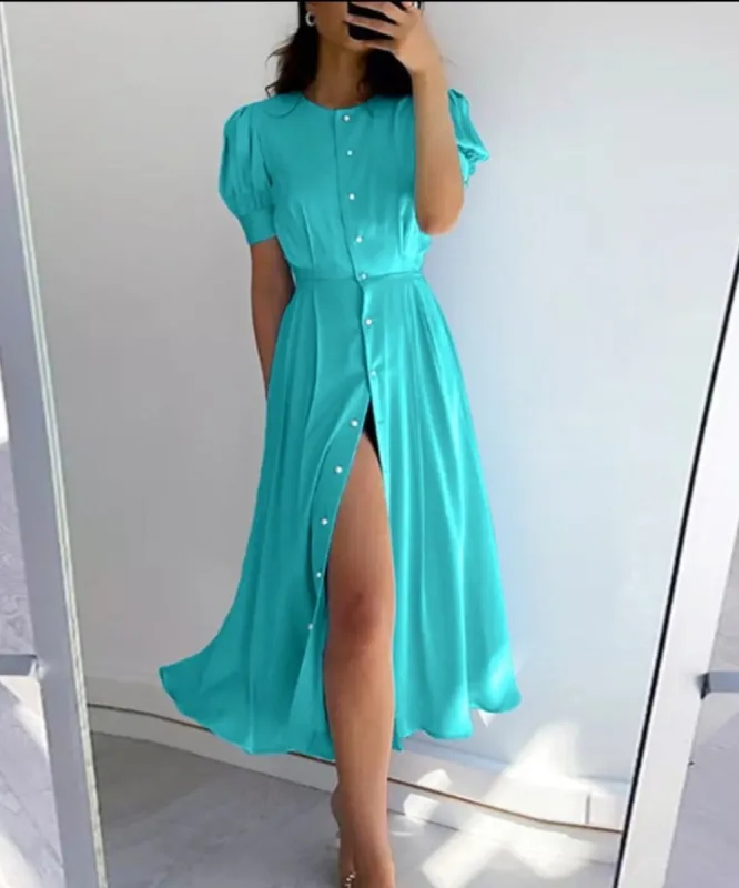 Puff Sleeve Elegant Slim Waist Long Vintage Dress made by Body Central