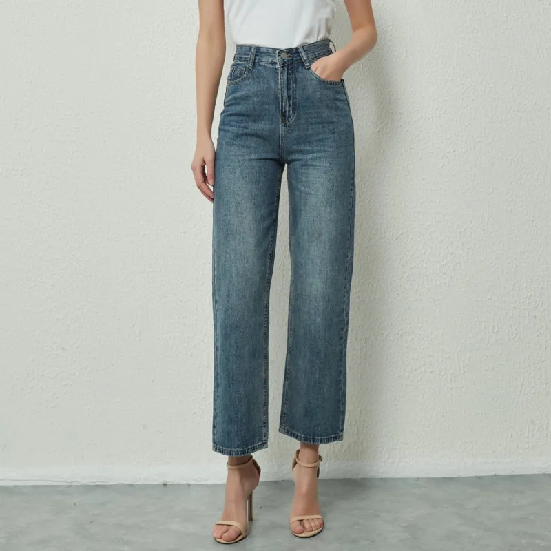 High Waist Wide Leg Straight Jeans sold by Body Central
