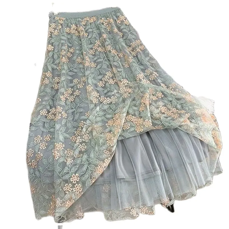 Floral Elastic High Waist Mesh Midi Skirt sold by Body Central product image thumbnail 2