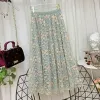 Floral Elastic High Waist Mesh Midi Skirt sold by Body Central