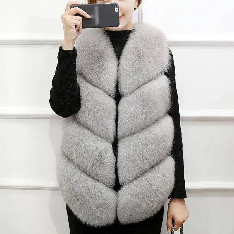 Faux Fur Vest  Soft  Waist Coat Sleeveless Jacket  Outerwear sold by Body Central product image thumbnail 2