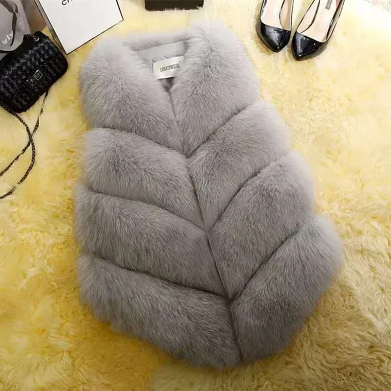 Faux Fur Vest  Soft  Waist Coat Sleeveless Jacket  Outerwear sold by Body Central product image thumbnail 3