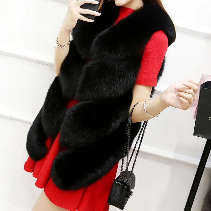 Faux Fur Vest  Soft  Waist Coat Sleeveless Jacket  Outerwear sold by Body Central