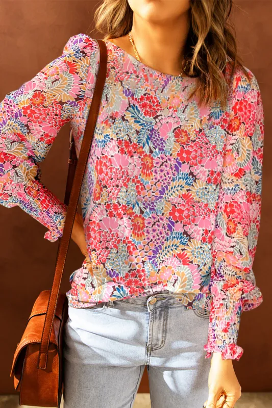 Floral Print Long Puff Sleeve Blouse sold by Body Central