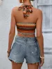 Geometric Halter Neck Cropped Tank sold by Body Central