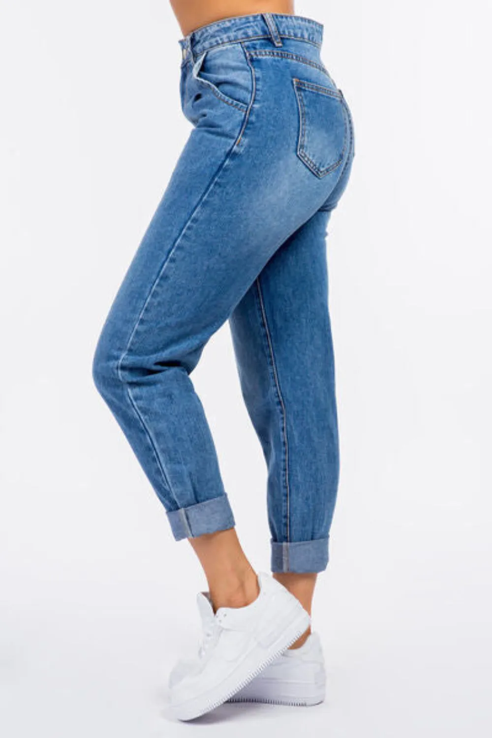 High Waist Pleated Waist Mom Jeans sold by Body Central product image thumbnail 3