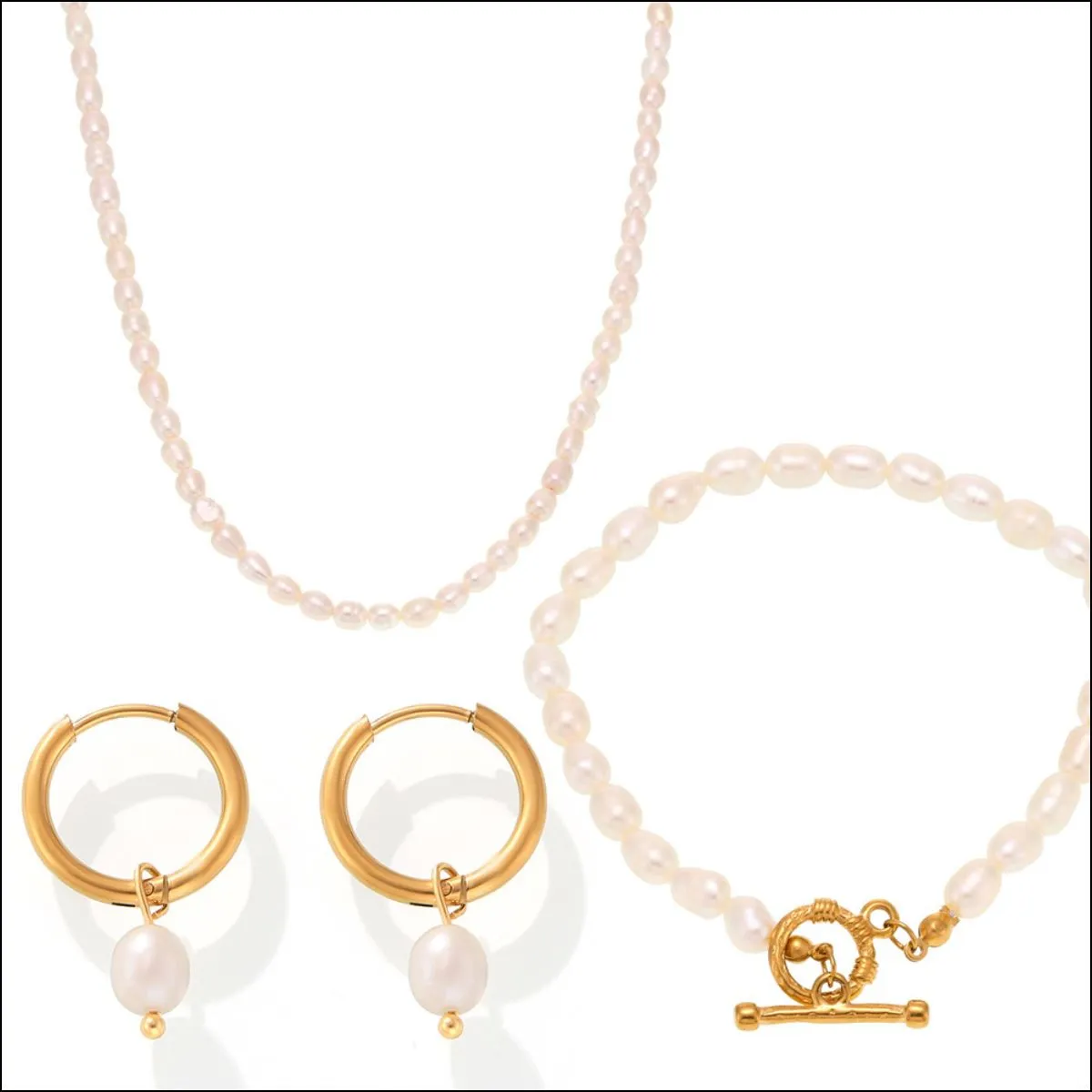 Pearl Necklace, Bracelet, Earrings 4-Piece Jewelry Set sold by Body Central product image thumbnail 2