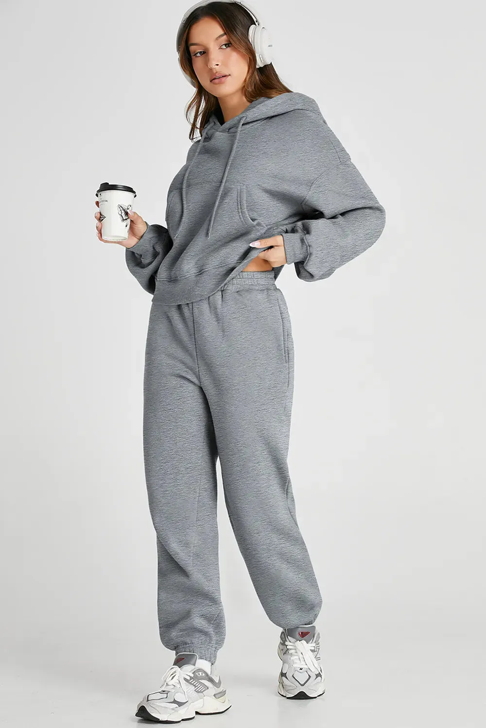 Dropped Shoulder Hooded Top and Pants Active Set sold by Body Central product image thumbnail 4
