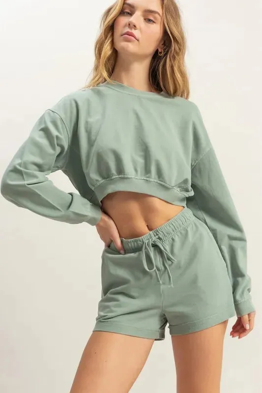 Crew Neck Long Sleeve Crop Sweatshirt sold by Body Central product image thumbnail 5