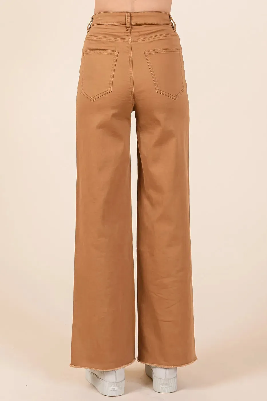 Twill High Waisted Button Fly Wide Leg Pants sold by Body Central product image thumbnail 2