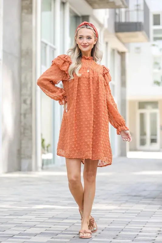 And The Why Lovely Ruffle Shoulder with Textured Woven Dress sold by Body Central product image thumbnail 3