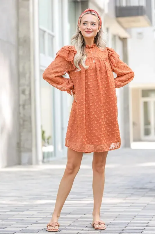 And The Why Lovely Ruffle Shoulder with Textured Woven Dress sold by Body Central product image thumbnail 4