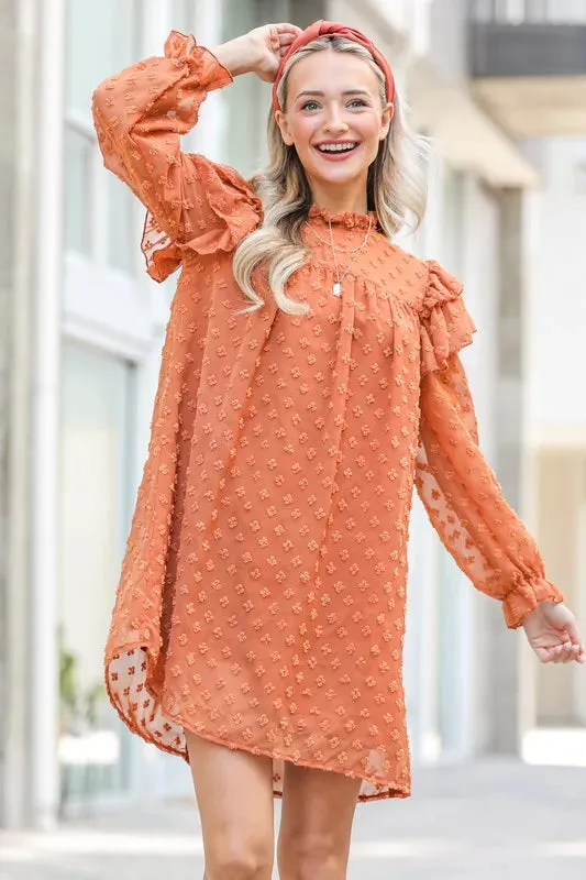 And The Why Lovely Ruffle Shoulder with Textured Woven Dress sold by Body Central product image thumbnail 5