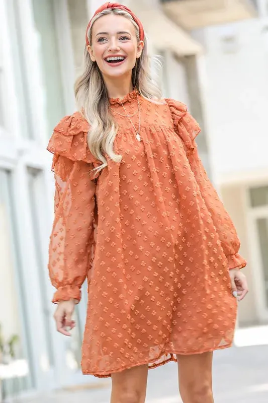 And The Why Lovely Ruffle Shoulder with Textured Woven Dress sold by Body Central