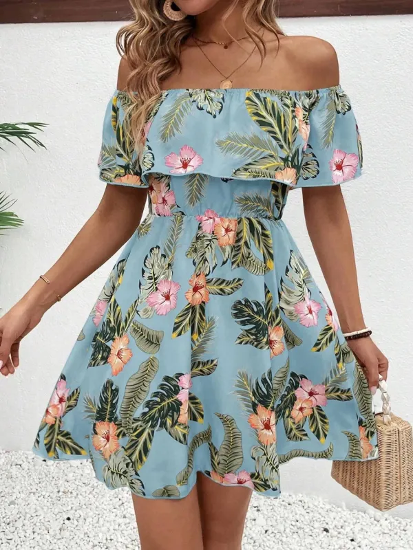 Printed Off Shoulder Mini Dress sold by Body Central