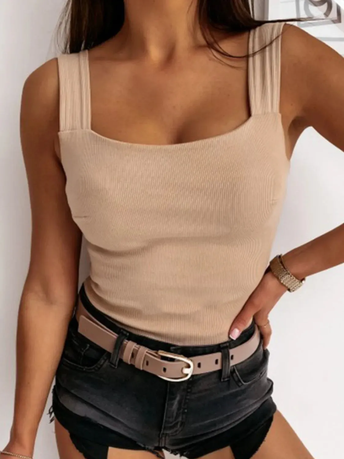 Square Neck Wide Strap Tank sold by Body Central product image thumbnail 3