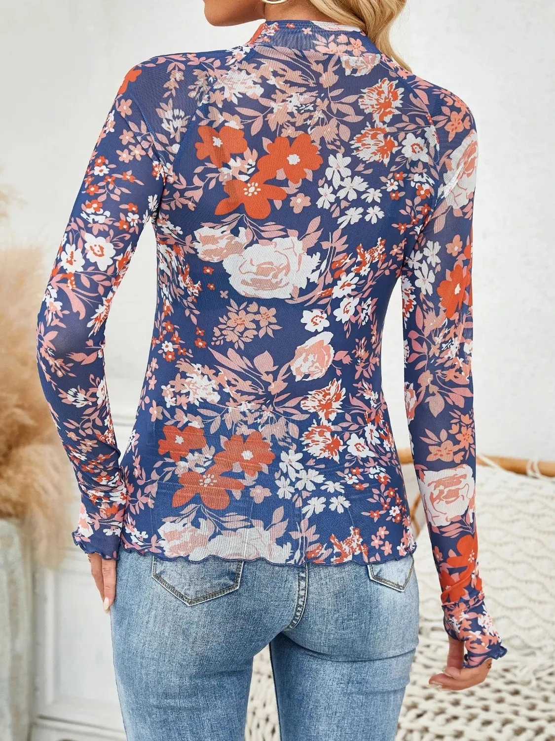 Floral Mock Neck Long Sleeve Top sold by Body Central product image thumbnail 2