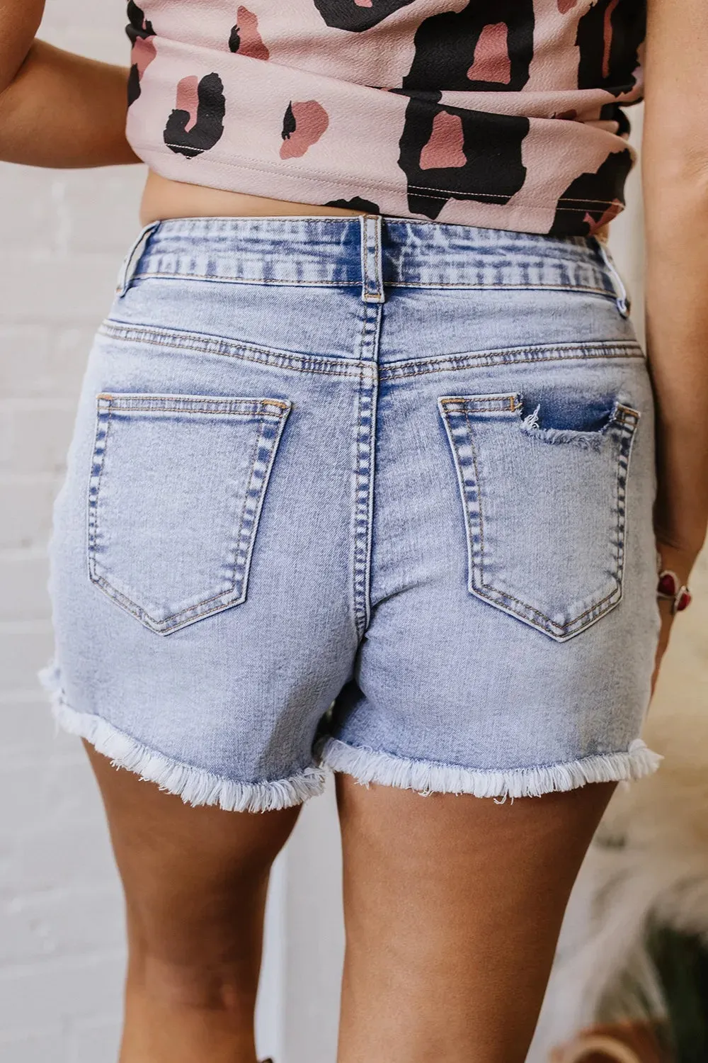 Pearl Studded Pockets Raw Hem Denim Shorts sold by Body Central product image thumbnail 2