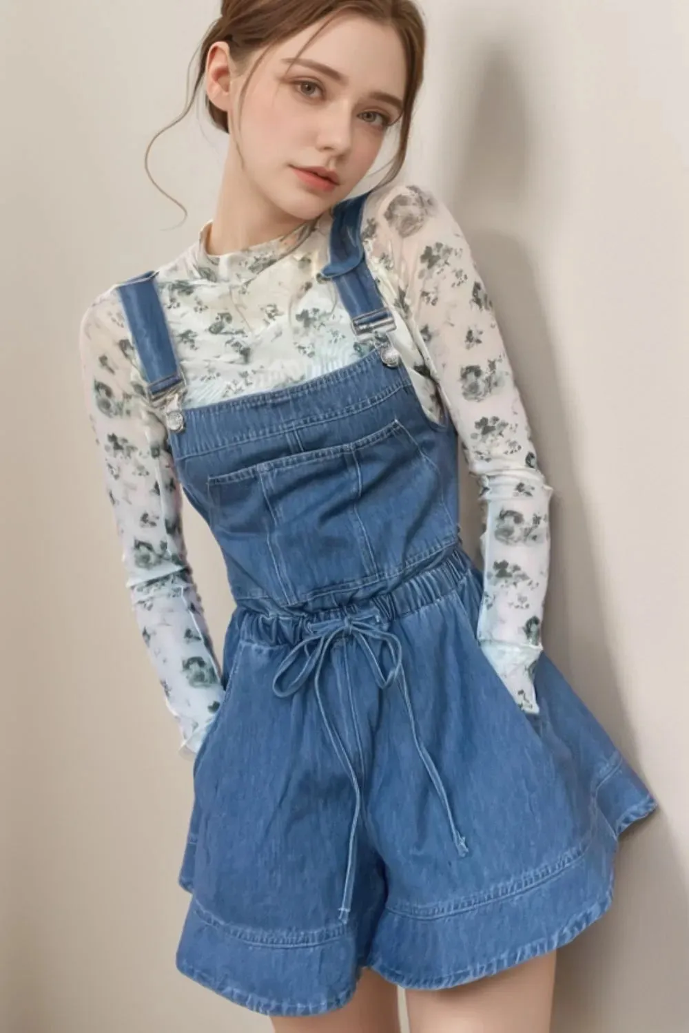 Wide Strap Square Neck Denim Overalls sold by Body Central product image thumbnail 2