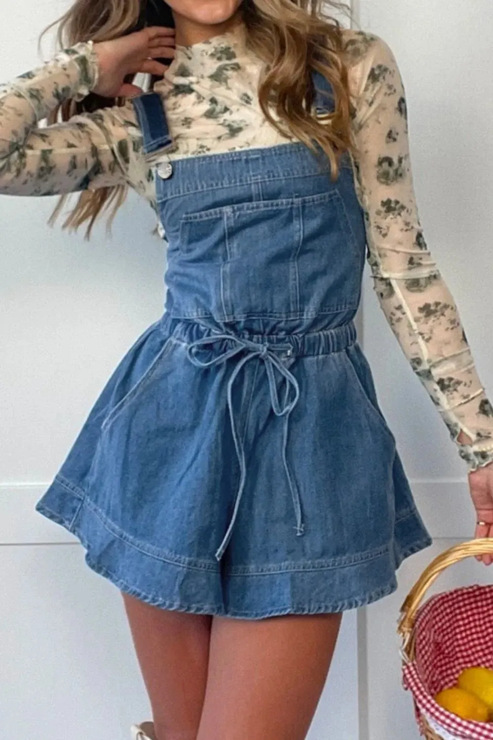 Wide Strap Square Neck Denim Overalls sold by Body Central product image thumbnail 4