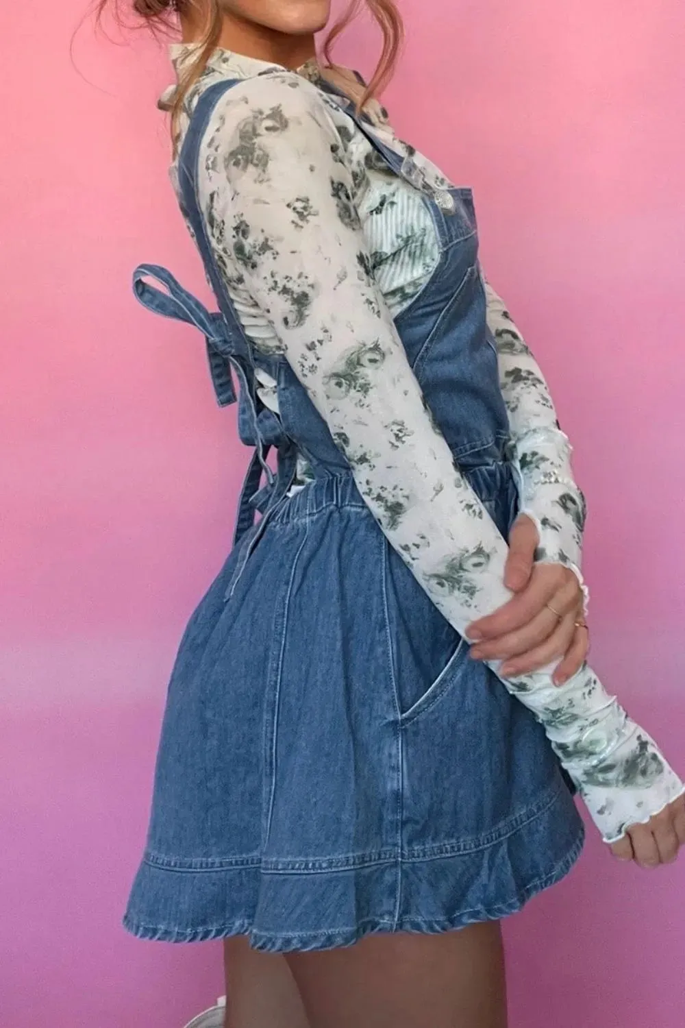 Wide Strap Square Neck Denim Overalls sold by Body Central product image thumbnail 5