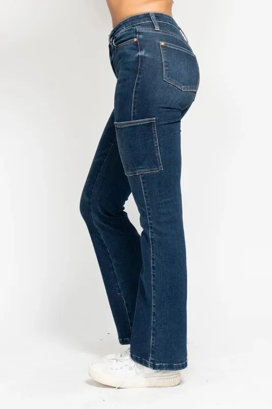 Full Size High Waist Cargo Bootcut Jeans Plus Size sold by Body Central product image thumbnail 3