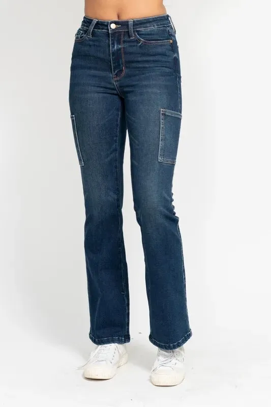 Full Size High Waist Cargo Bootcut Jeans Plus Size sold by Body Central product image thumbnail 2