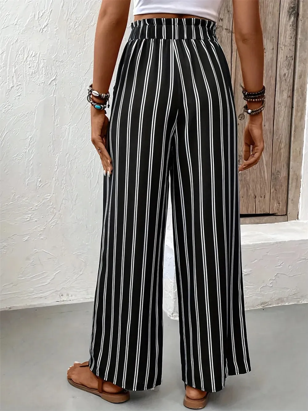 Striped High Waist Wide Leg Pants sold by Body Central product image thumbnail 2