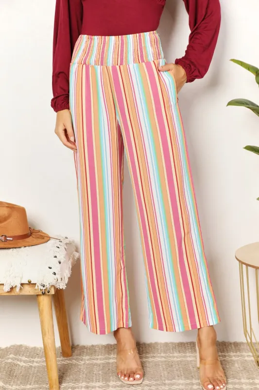 Striped Smocked Waist Pants with Pockets sold by Body Central