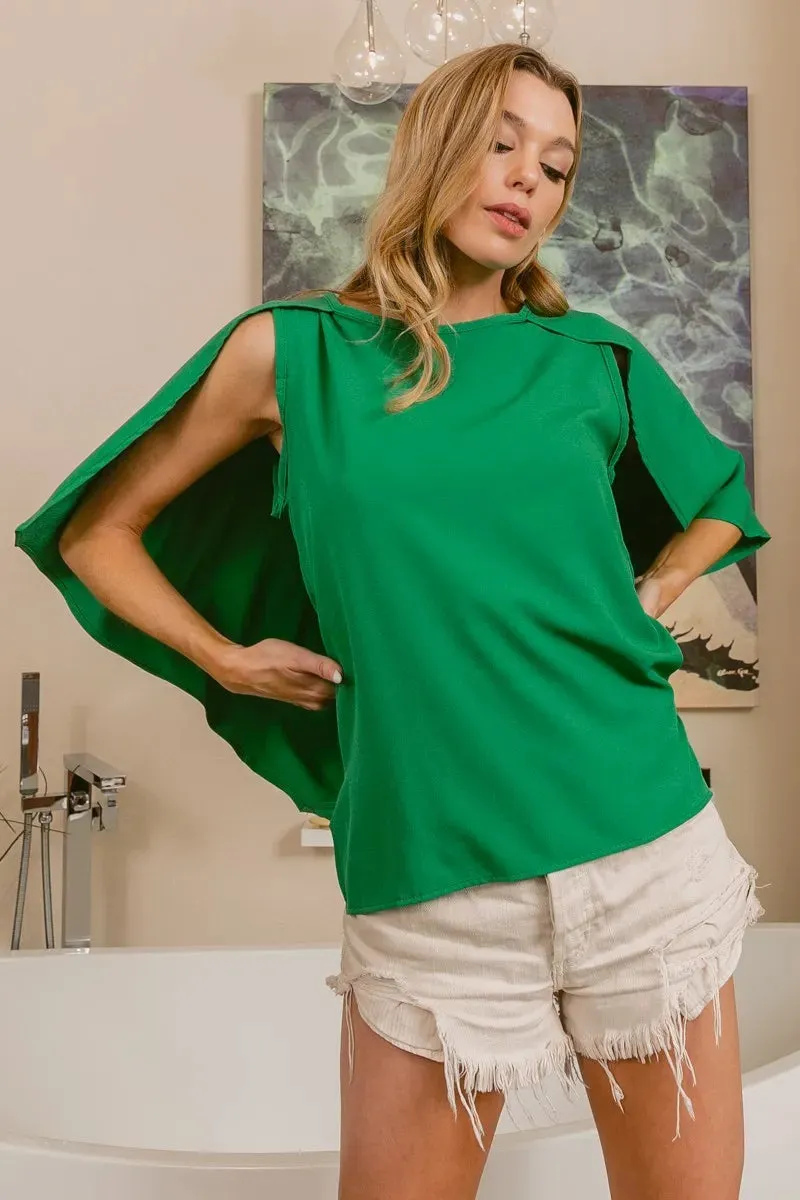 Woven Top With Fold Over Back Detail sold by Body Central