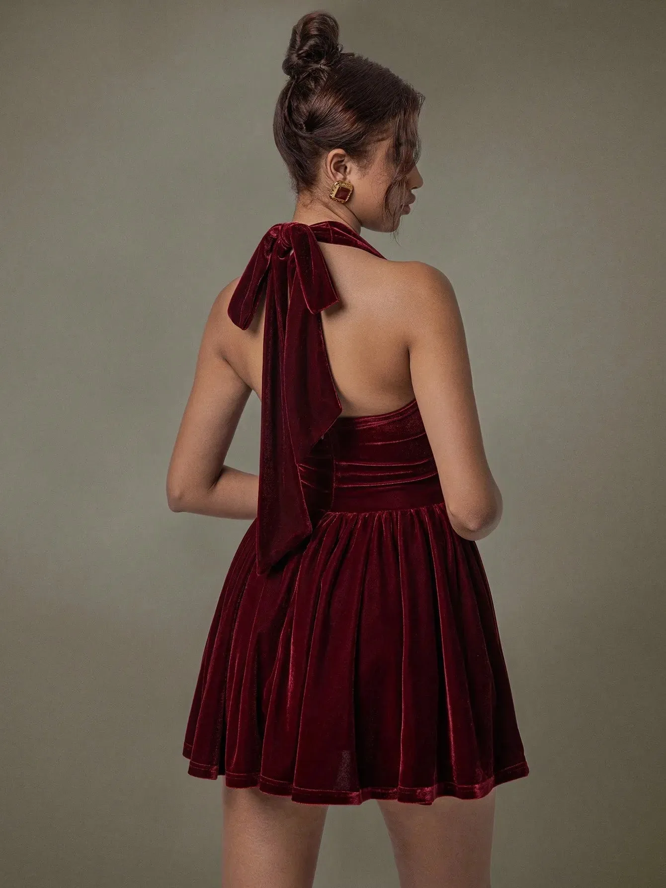 Velvet Halter Skater Dress sold by Body Central product image thumbnail 2